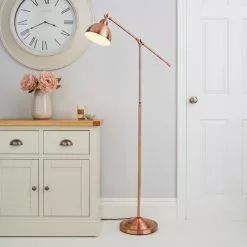 Dunelm Lever Arm Copper Floor Lamp