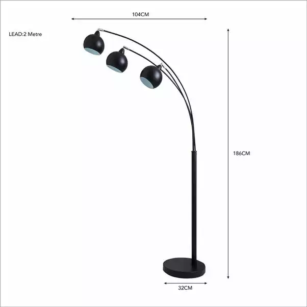 Dunelm Herm 3 Arm Arc Black Floor Lamp 7 Dunelm Herm 3 Arm Arc Black Floor Lamp - Image 5