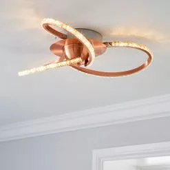 Dunelm Oria 3 Light Integrated LED Jewel Rose Gold Ceiling Fitting