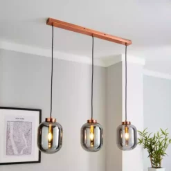 Dunelm Hunter 3 Light Glass Diner Bar Ceiling Fitting