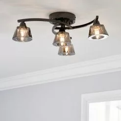 Dunelm Vanessa Smoked 4 Light Flush Ceiling Fitting