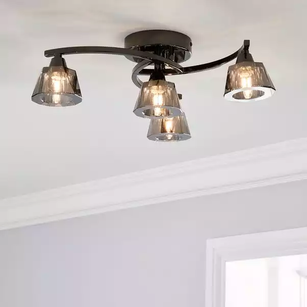 Dunelm Vanessa Smoked 4 Light Flush Ceiling Fitting 3 Dunelm Vanessa Smoked 4 Light Flush Ceiling Fitting