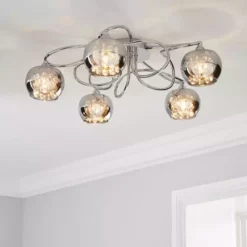 Dunelm Seychelles Smoked 5 Light Flush Ceiling Fitting