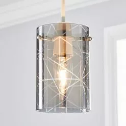 Dunelm Grayson Smoked Glass Easy Fit Pendant