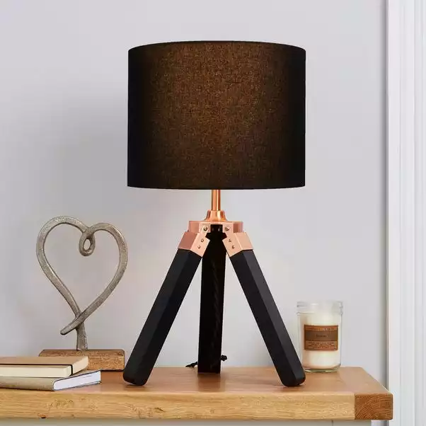 Dunelm Trio Tripod Black And Copper Table Lamp 3 Dunelm Trio Tripod Black And Copper Table Lamp