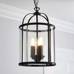 Dunelm Hurricane Matt Black 3 Light Pendant Ceiling Fitting