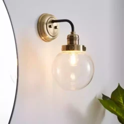 Dunelm Broden Bathroom Wall Light Ant Brass