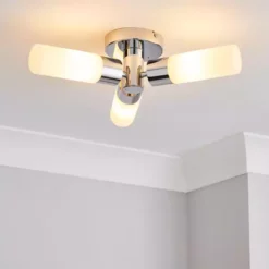 Dunelm Porto 3 Light Bathroom Flush Fitting Chrome