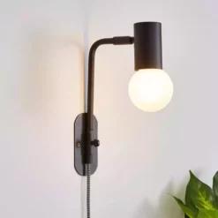 Dunelm Bradford EasyFit Plug In Wall Light Matt Black
