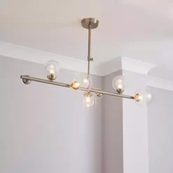 Dunelm Tarsia Glass Ceiling Fitting Satin Nickel