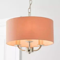 Dunelm Preston Nickel Blush Pink 3 Light Pendant Fitting