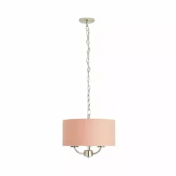 Dunelm Preston Nickel Blush Pink 3 Light Pendant Fitting -Cheap wall lights Store 30730500 alt05