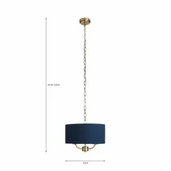 Dunelm Preston Gold And Navy 3 Light Pendant Fitting -Cheap wall lights Store 30730503 alt07