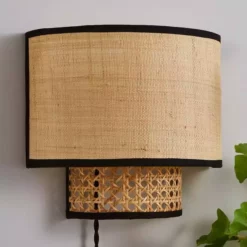 Dunelm Malika Cane Easy Fit Plug In Wall Light -Cheap wall lights Store 30730582 alt01