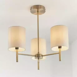Vogue Lighting Vogue Dewey Antique Brass 3 Light Flush Ceiling Fitting