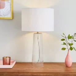 Dunelm Aero Ribbed Glass Table Lamp