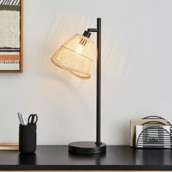 Elements Jaula Rattan Desk Lamp