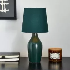 Dunelm Ava Bottle Green Table Lamp
