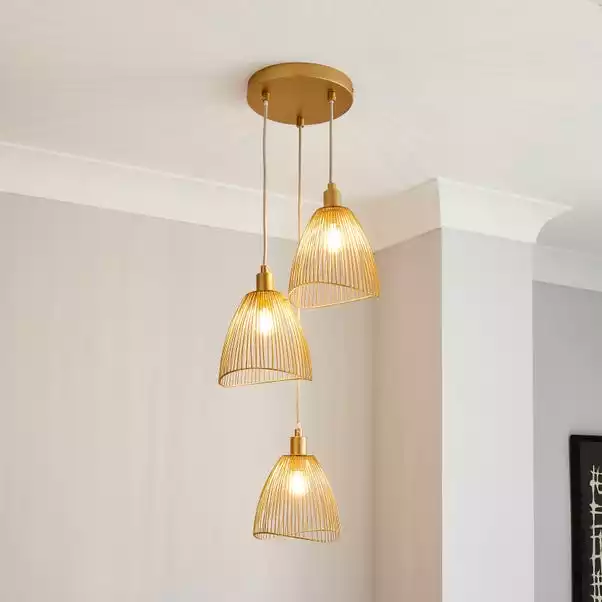 Elements Jaula Gold 3 Light Cluster Ceiling Fitting 3 Elements Jaula Gold 3 Light Cluster Ceiling Fitting