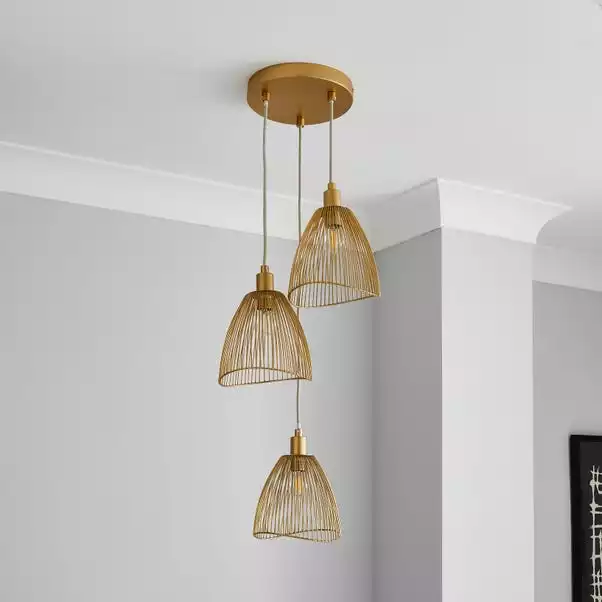 Elements Jaula Gold 3 Light Cluster Ceiling Fitting 4 Elements Jaula Gold 3 Light Cluster Ceiling Fitting - Image 2
