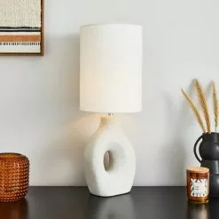 Dunelm Dinah Sculptural White Table Lamp