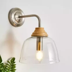 Churchgate Croxton Wood Glass Wall Light