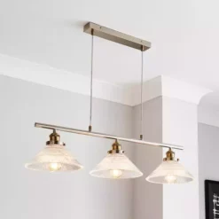 Dunelm Logan Glass 3 Light Nickel Diner Ceiling Fitting