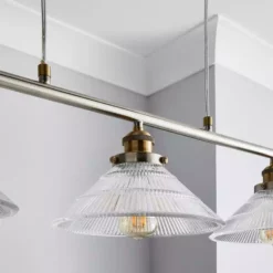 Dunelm Logan Glass 3 Light Nickel Diner Ceiling Fitting -Cheap wall lights Store 30755757 alt02