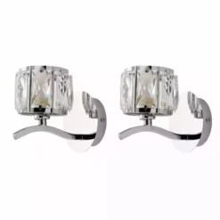 Dunelm Kleio Glass Chrome Wall Light Twin Pack