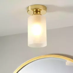 Dunelm Fryer Bathroom 1 Light Flush Ceiling Gold