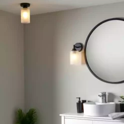 Dunelm Fryer Bathroom Flush Fitting Black Frosted -Cheap wall lights Store 30766173 alt05