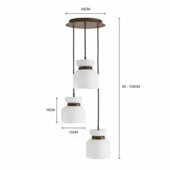 Dunelm Tien Walnut 3 Light Cluster Ceiling Fitting -Cheap wall lights Store 30766177 alt07