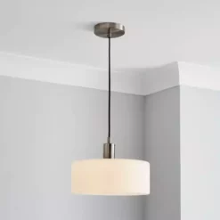 Dunelm Amelie Opal Satin Nickel Glass Light Ceiling Fitting