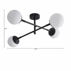 Dunelm Tela Bathroom 4 Light Ceiling Fitting Black -Cheap wall lights Store 30769125 alt07