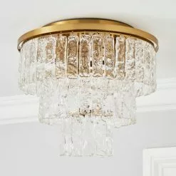 Dunelm Mankai Textured Glass Flush Ceiling Fitting -Cheap wall lights Store 30769296 alt01