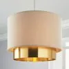 Dunelm Nesa Two Tier Brushed Gold Velvet Shade -Cheap wall lights Store 30770069