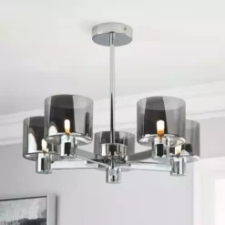 Dunelm Erin Ceiling 5 Light Smoked Ceiling Fitting