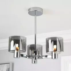 Dunelm Erin Ceiling 3 Light Smoked Ceiling Fitting