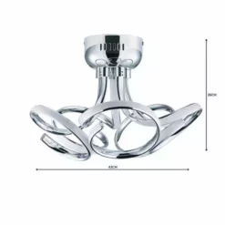 Dunelm Cortez 5 Light Integrated LED Swirl Semi-Flush Ceiling Fitting -Cheap wall lights Store 30781655 alt05