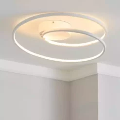 Dunelm Menton Integrated LED Swirl White Semi-Flush Ceiling Fitting