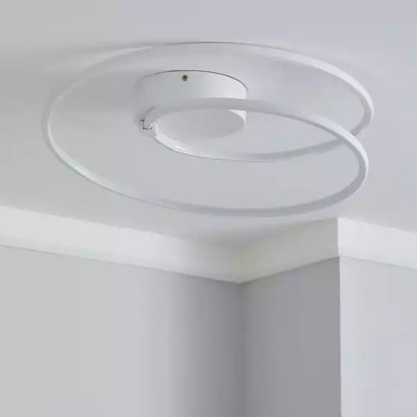 Dunelm Menton Integrated LED Swirl White Semi-Flush Ceiling Fitting 4 Dunelm Menton Integrated LED Swirl White Semi-Flush Ceiling Fitting - Image 2