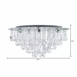 Dunelm Valencia 5 Light Jewel Chrome Flush Ceiling Fitting -Cheap wall lights Store 30788353 alt06