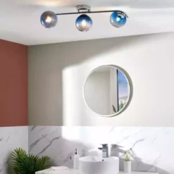 Dunelm Torbay Blue Bathroom 3 Light Semi Flush Ceiling Fitting -Cheap wall lights Store 30789863 alt04