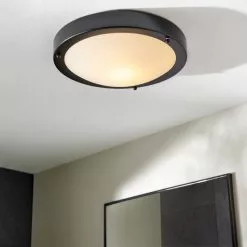 Dunelm Pluto Black Bathroom 1 Light Flush Ceiling Fitting