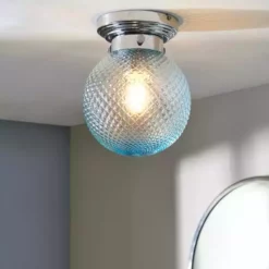 Dunelm Tropic Bathoom Faceted Sphere 1 Light Flush Ceiling Fitting