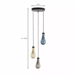 Dunelm Verne Glass 3 Light Cluster Ceiling Fitting -Cheap wall lights Store 30798517 alt05