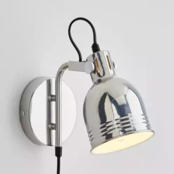 Dunelm Issac Chrome Effect Plug In Wall Light
