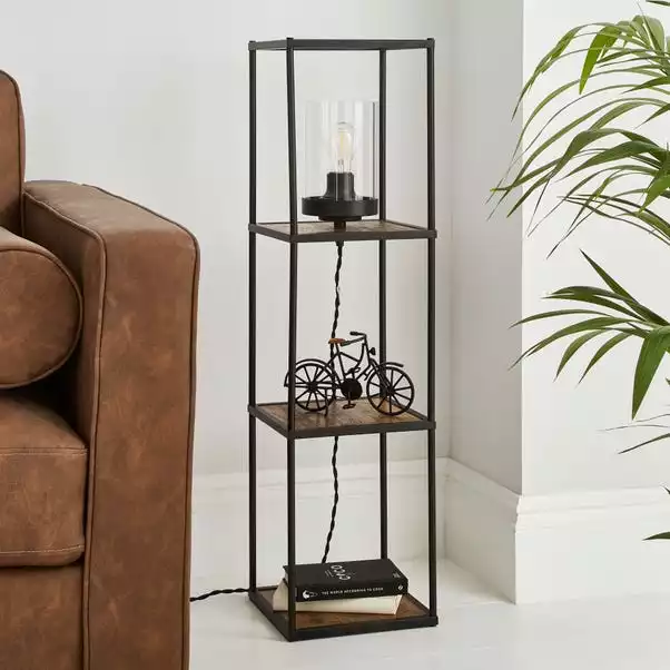 Dunelm Fulton Midi Shelved Floor Lamp Rustic Pine And Black 4 Dunelm Fulton Midi Shelved Floor Lamp Rustic Pine And Black - Image 2