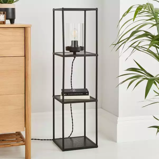 Dunelm Cole Midi Shelved Floor Lamp Black 4 Dunelm Cole Midi Shelved Floor Lamp Black - Image 2