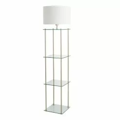 Dunelm Wendell Glass Shelved Floor Lamp -Cheap wall lights Store 30802429 alt04
